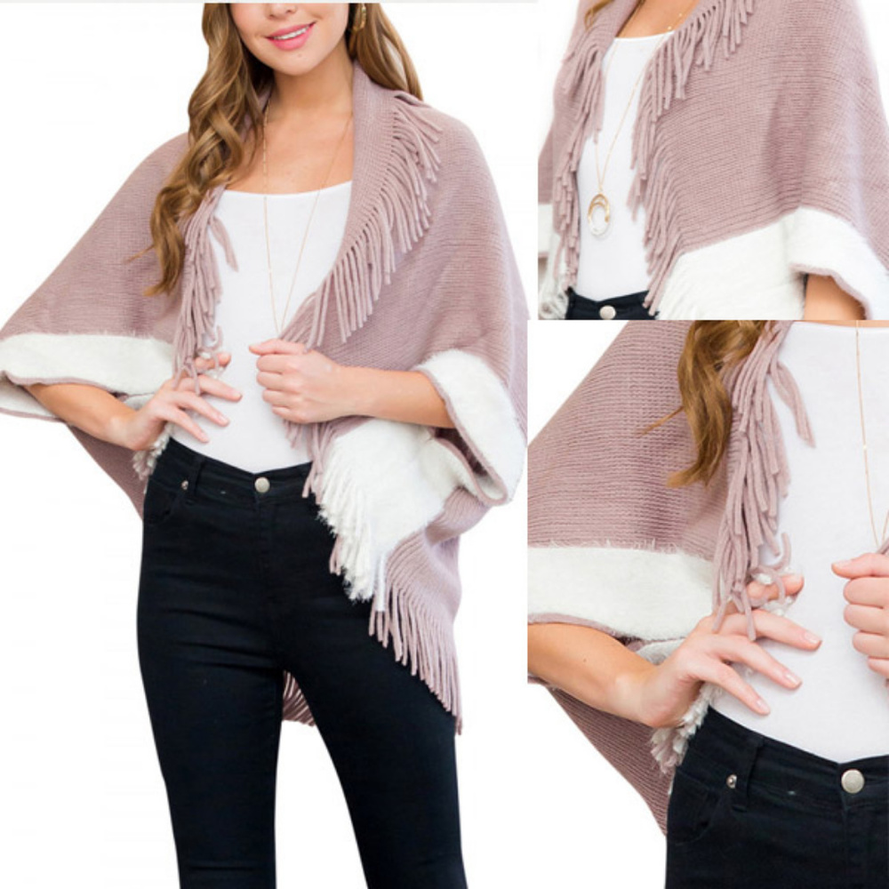 Plum Fringe Sweater Cardigan, Fringe Tops OS